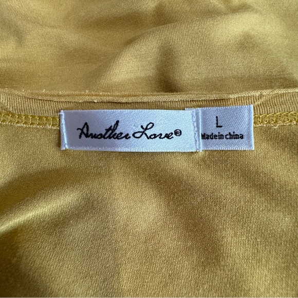 Another Love Mustard Boat Neck Distressed Split Hem High Low Tunic Top - Picture 5 of 6